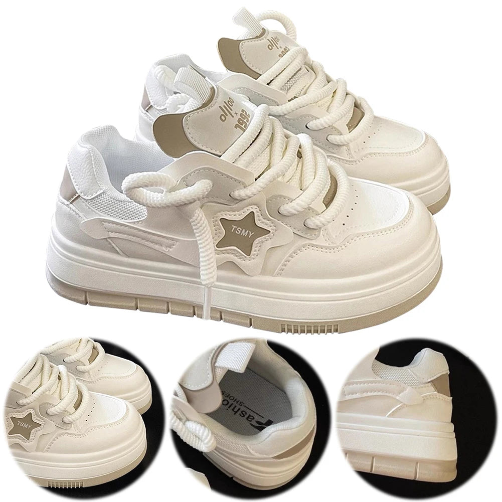 Star Walking Sneakers Y2K Platform Shoes Thick Sole Comfortable Running Shoes Aesthetic Tennis Shoes for Outdoor Sports