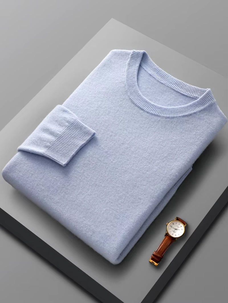 Spring Autumn 100% Pure Merino Wool Pullover Sweater Men O-Neck Long-Sleeve Cashmere Knitwear Female Clothing Grace