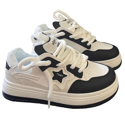 Star Walking Sneakers Y2K Platform Shoes Thick Sole Comfortable Running Shoes Aesthetic Tennis Shoes for Outdoor Sports