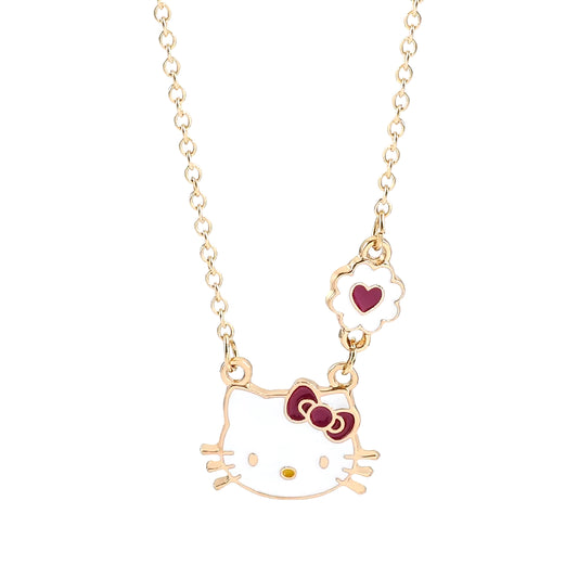 Sweet Sanrio Necklace Hello Kitty Kawaii Kitty Cat Small Earrings Studs for Kids Child Gifts Cartoon Holiday Jewelry Set